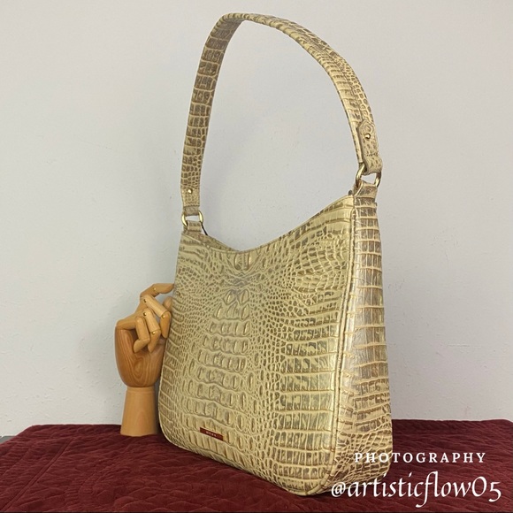 RARE Brahmin Leather Silver Birch Noelle Satchel - Picture 3 of 8